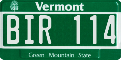 VT license plate BIR114