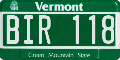 VT license plate BIR118