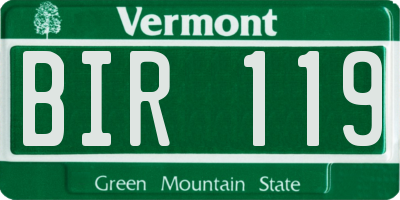 VT license plate BIR119