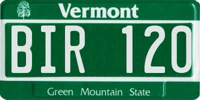 VT license plate BIR120