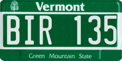 VT license plate BIR135