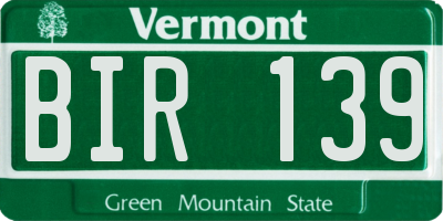 VT license plate BIR139