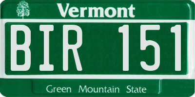 VT license plate BIR151