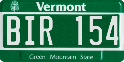 VT license plate BIR154