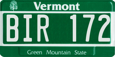 VT license plate BIR172