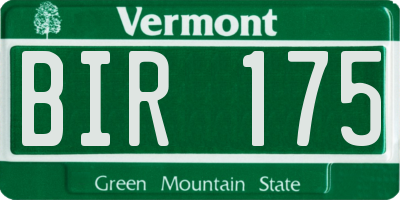 VT license plate BIR175
