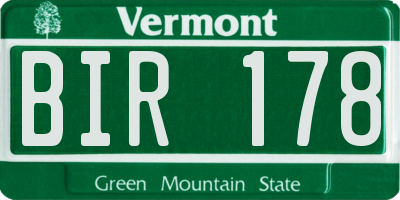 VT license plate BIR178