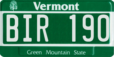 VT license plate BIR190
