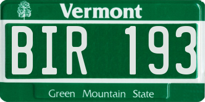 VT license plate BIR193