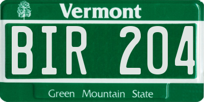 VT license plate BIR204