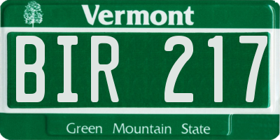 VT license plate BIR217