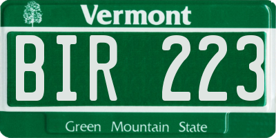 VT license plate BIR223