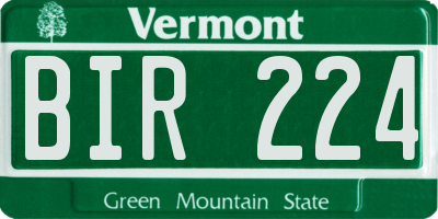 VT license plate BIR224