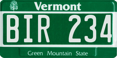 VT license plate BIR234