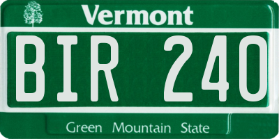 VT license plate BIR240