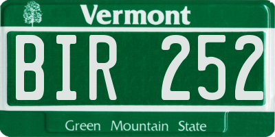 VT license plate BIR252