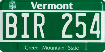 VT license plate BIR254