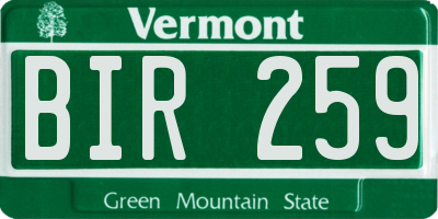 VT license plate BIR259