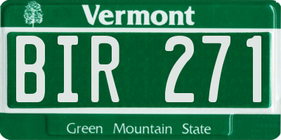 VT license plate BIR271
