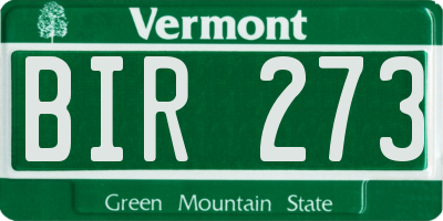 VT license plate BIR273