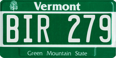 VT license plate BIR279