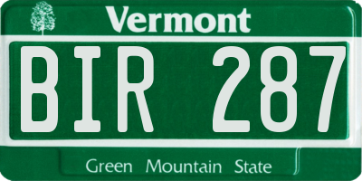 VT license plate BIR287