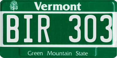 VT license plate BIR303