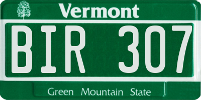 VT license plate BIR307