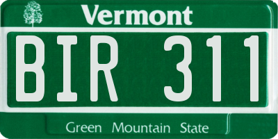 VT license plate BIR311