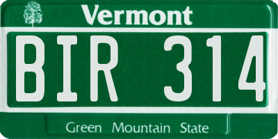 VT license plate BIR314