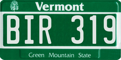 VT license plate BIR319