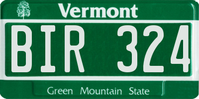 VT license plate BIR324