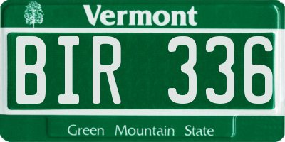 VT license plate BIR336