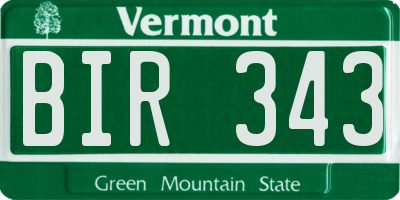 VT license plate BIR343