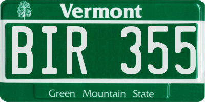 VT license plate BIR355