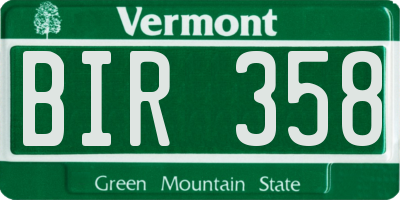 VT license plate BIR358