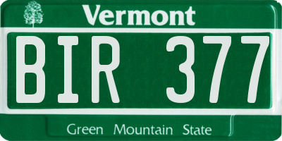 VT license plate BIR377