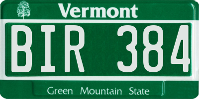 VT license plate BIR384