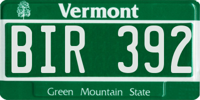VT license plate BIR392
