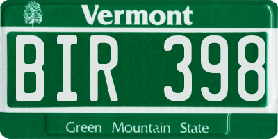 VT license plate BIR398