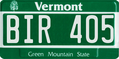 VT license plate BIR405