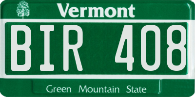 VT license plate BIR408
