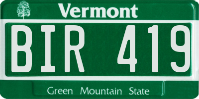 VT license plate BIR419