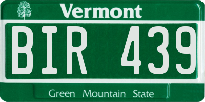 VT license plate BIR439