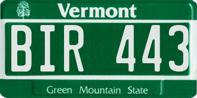 VT license plate BIR443