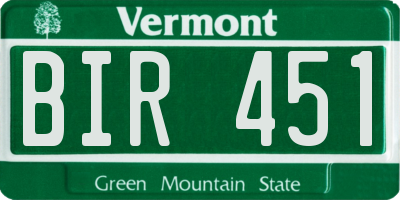 VT license plate BIR451