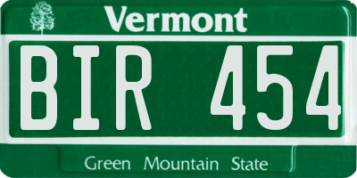 VT license plate BIR454