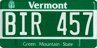 VT license plate BIR457