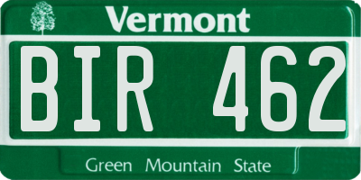 VT license plate BIR462
