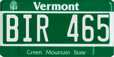 VT license plate BIR465